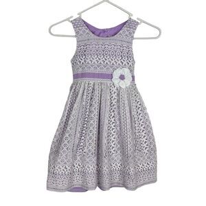 Jona Michelle Purple White Lace Tie Dress Sleeveless Girls 6